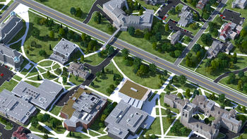 Virtual rendering of Saint Joseph's University's campus in Philadelphia.