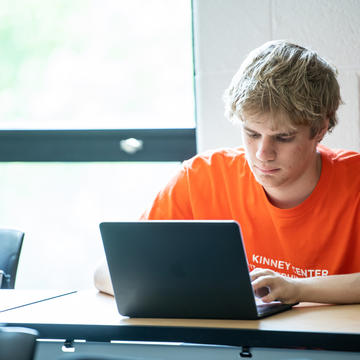 student working at computer