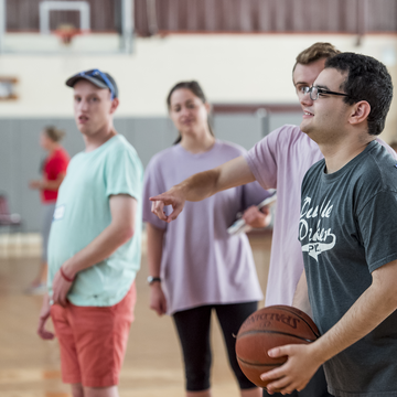 Playing basketball at the Kinney Center