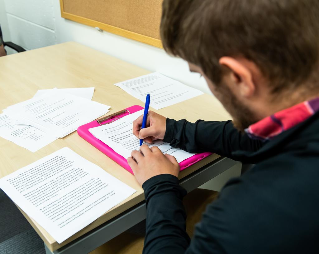 student writing a paper
