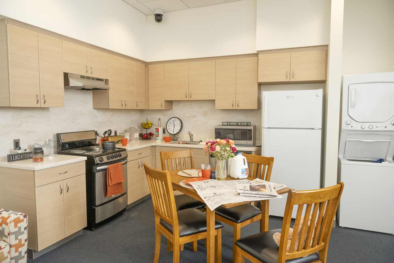 Photo of homecare apartment kitchen for clinical teaching at Saint Joseph's University