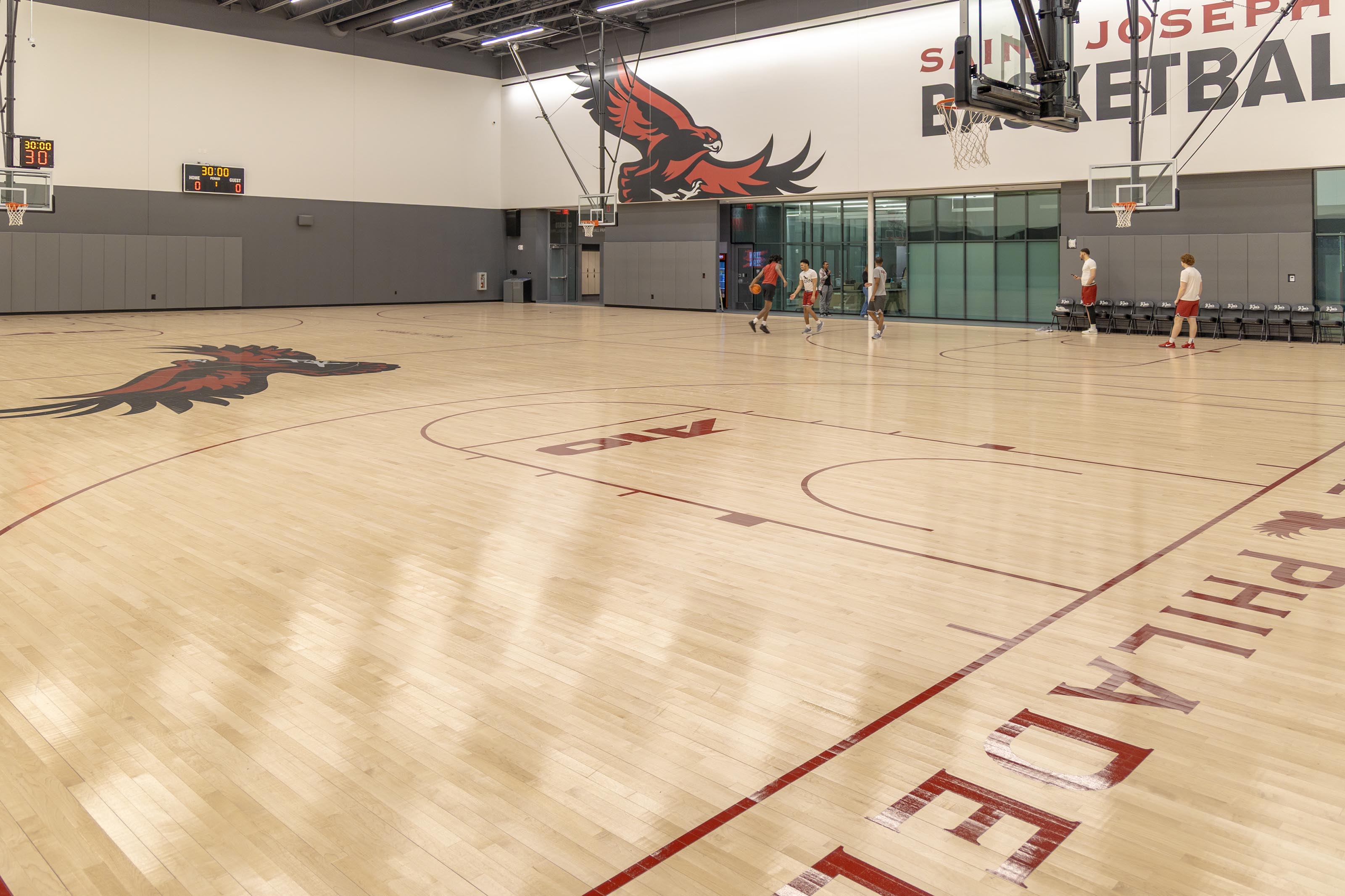 Saint Joseph's University Students playing basketball in the new Maguire Athletic Center