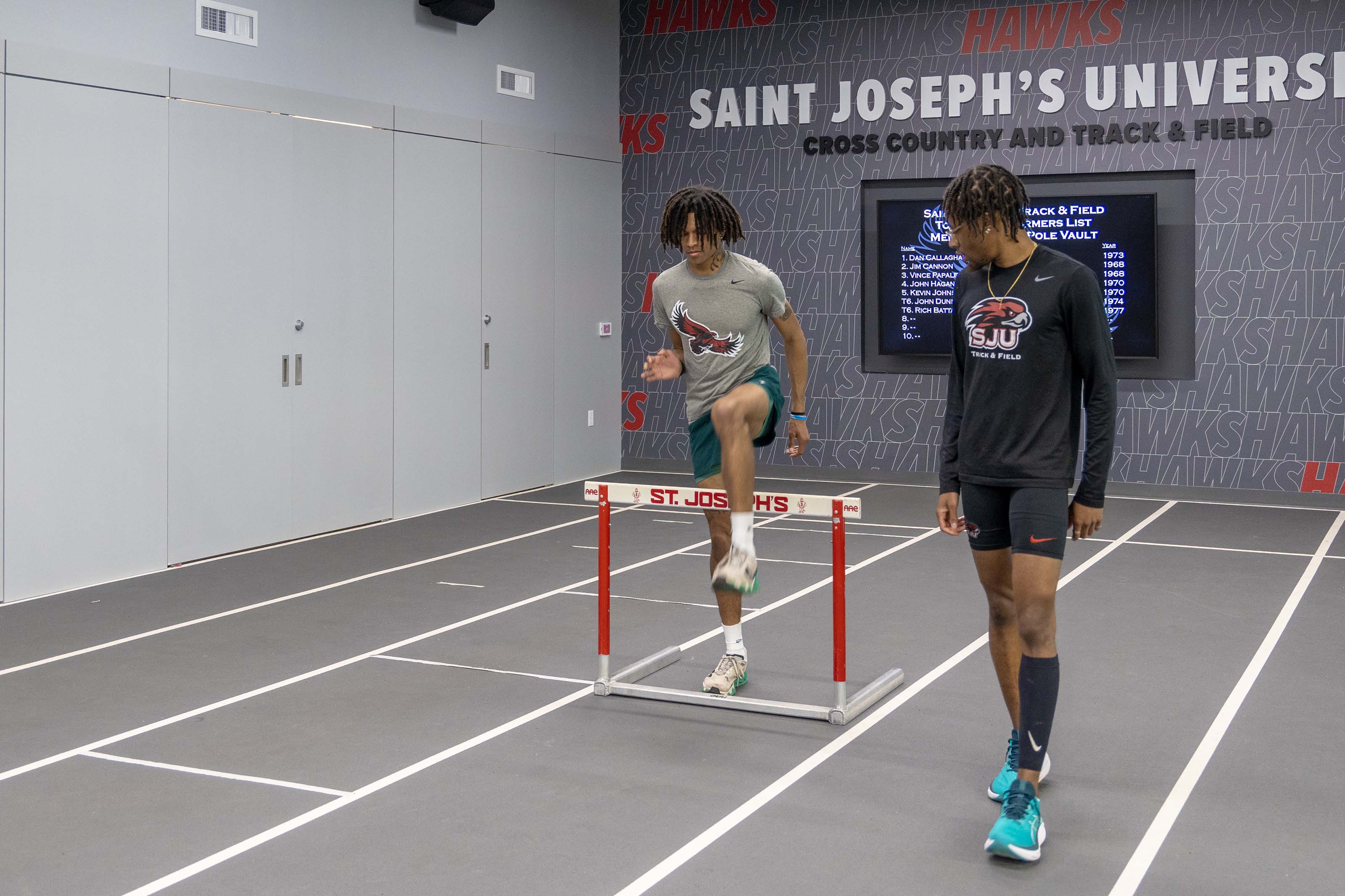 Maguire Athletic Center Sprint track with student-athletes on the track