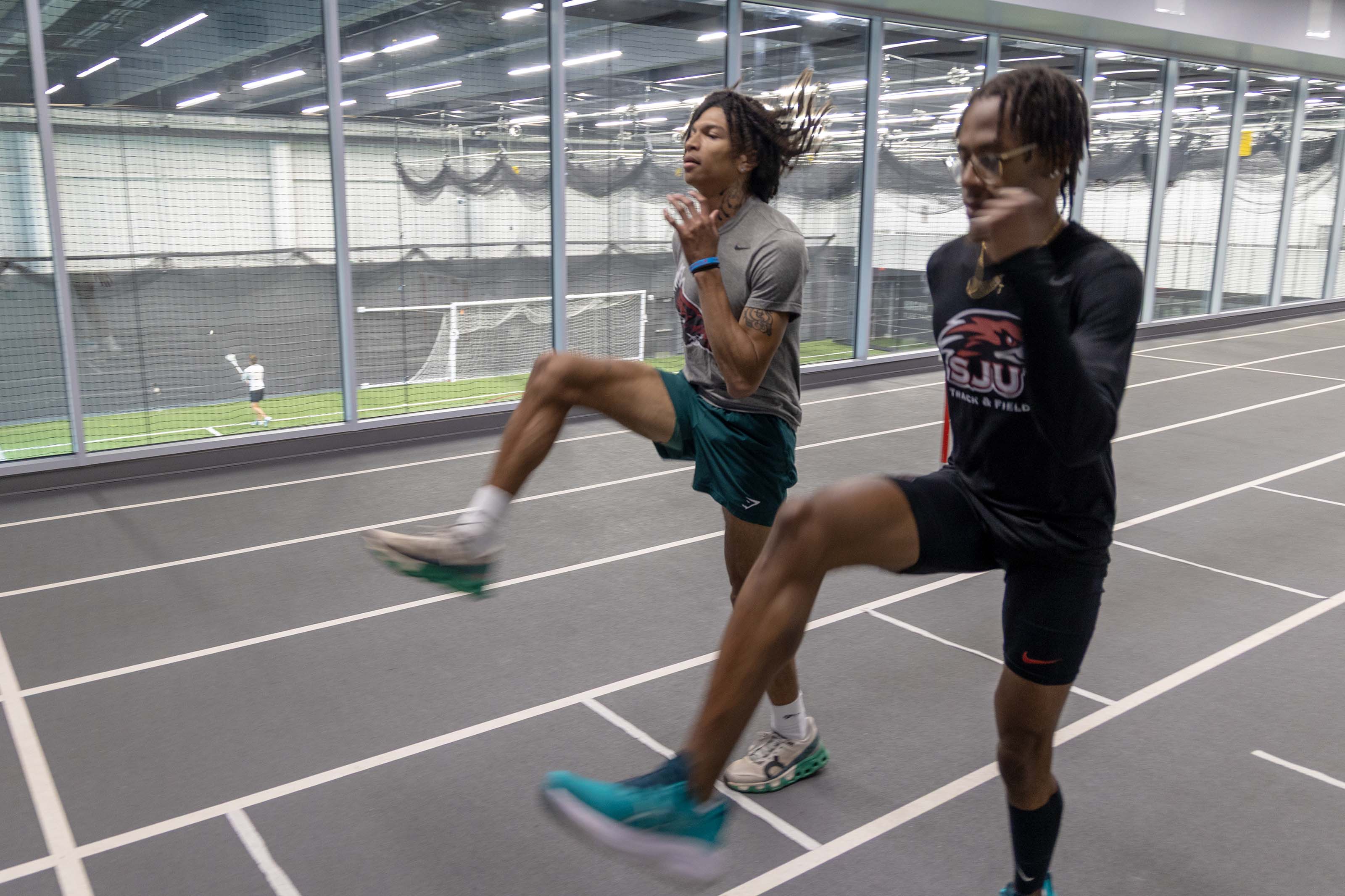 Maguire Athletic Center Sprint track with student-athletes on the track