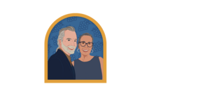 Illustration of a man and woman with grapes in the background