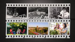 A film roll with six pictures showing Saint Joseph's 50 years ago and today 