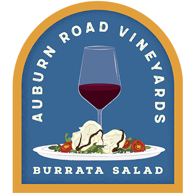 Illustration of wine and burrata salad