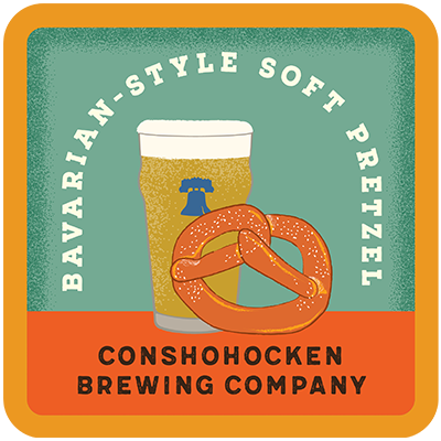 Illustration of a pretzel and beer