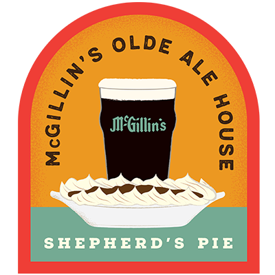 illustration of a shephard's pie and beer