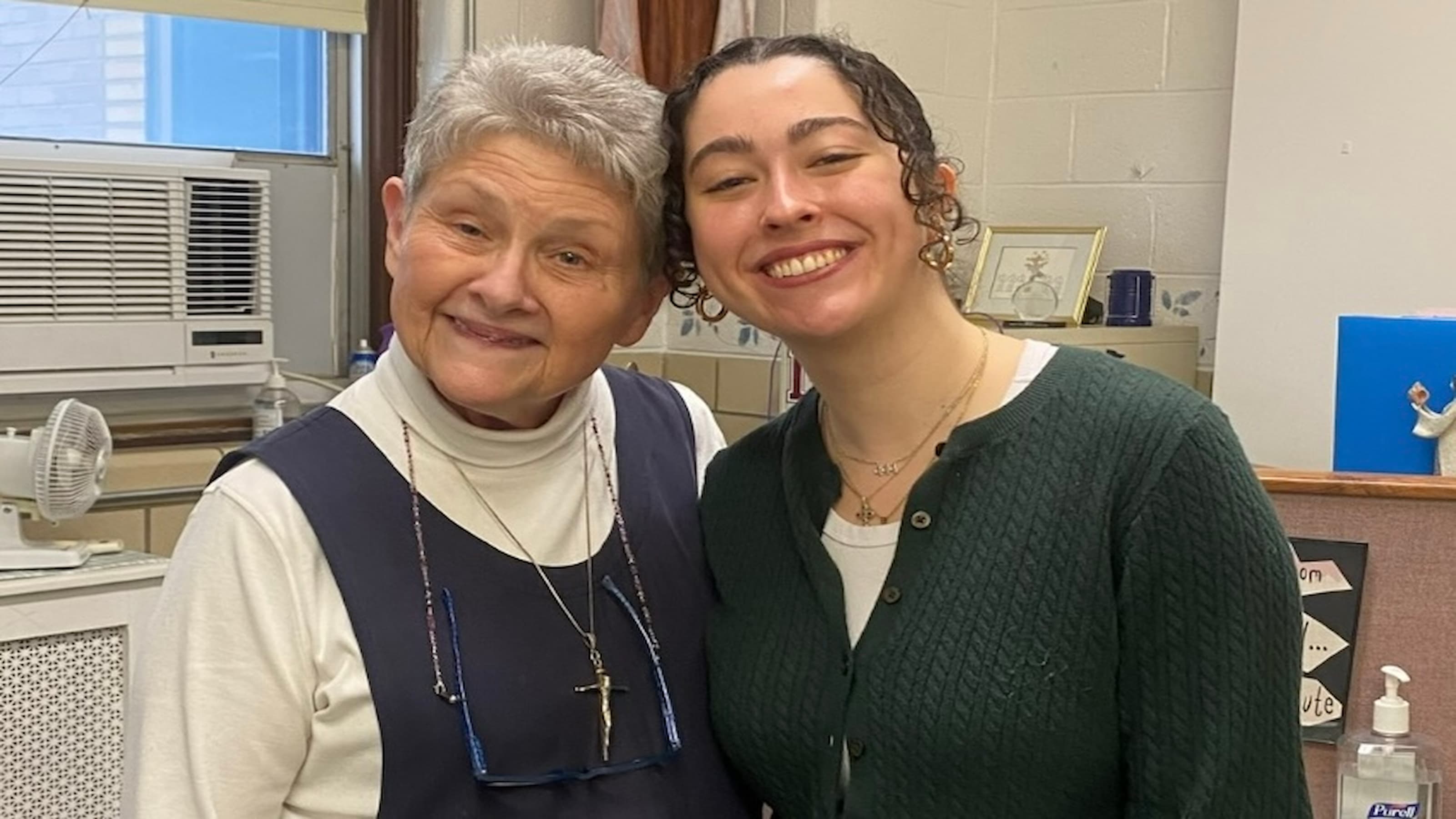Grace Donohue, BS ’25 with Sister Marcile from the IHM Center for Literacy.