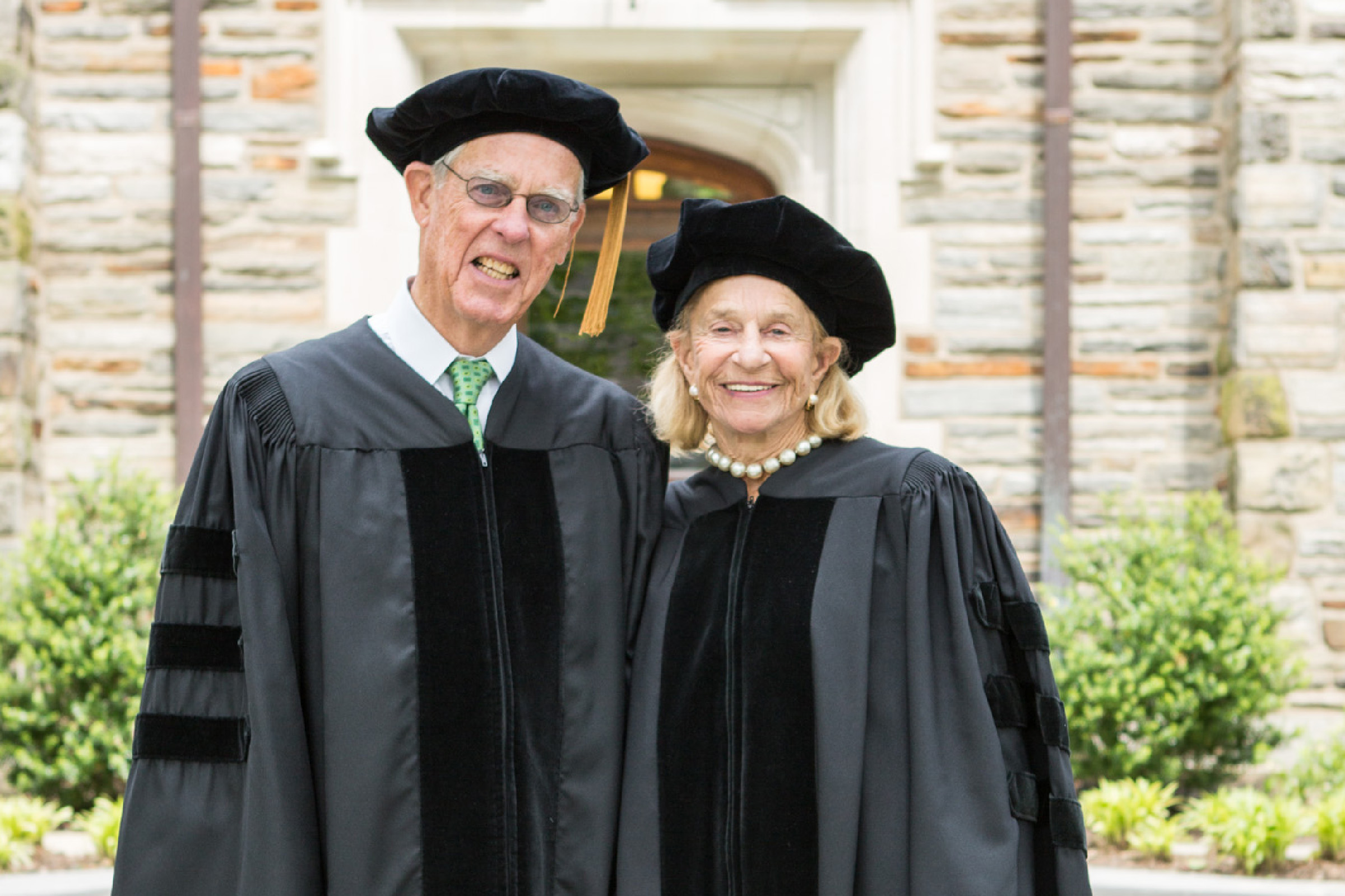 James and Frances Maguire in graduation robes.
