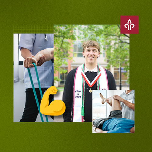 Photo collage of a man with resistance bands