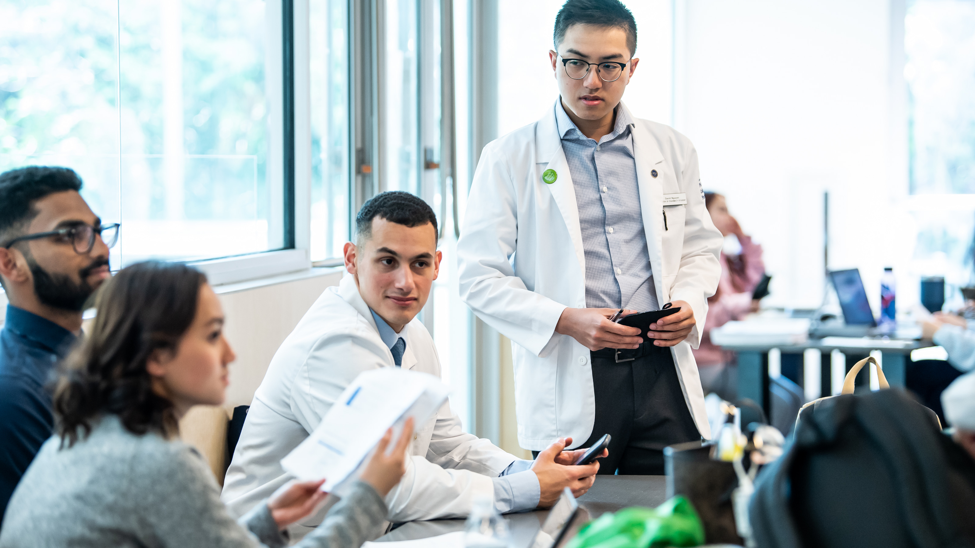 Saint Joseph’s pharmacy students talking amongst themselves