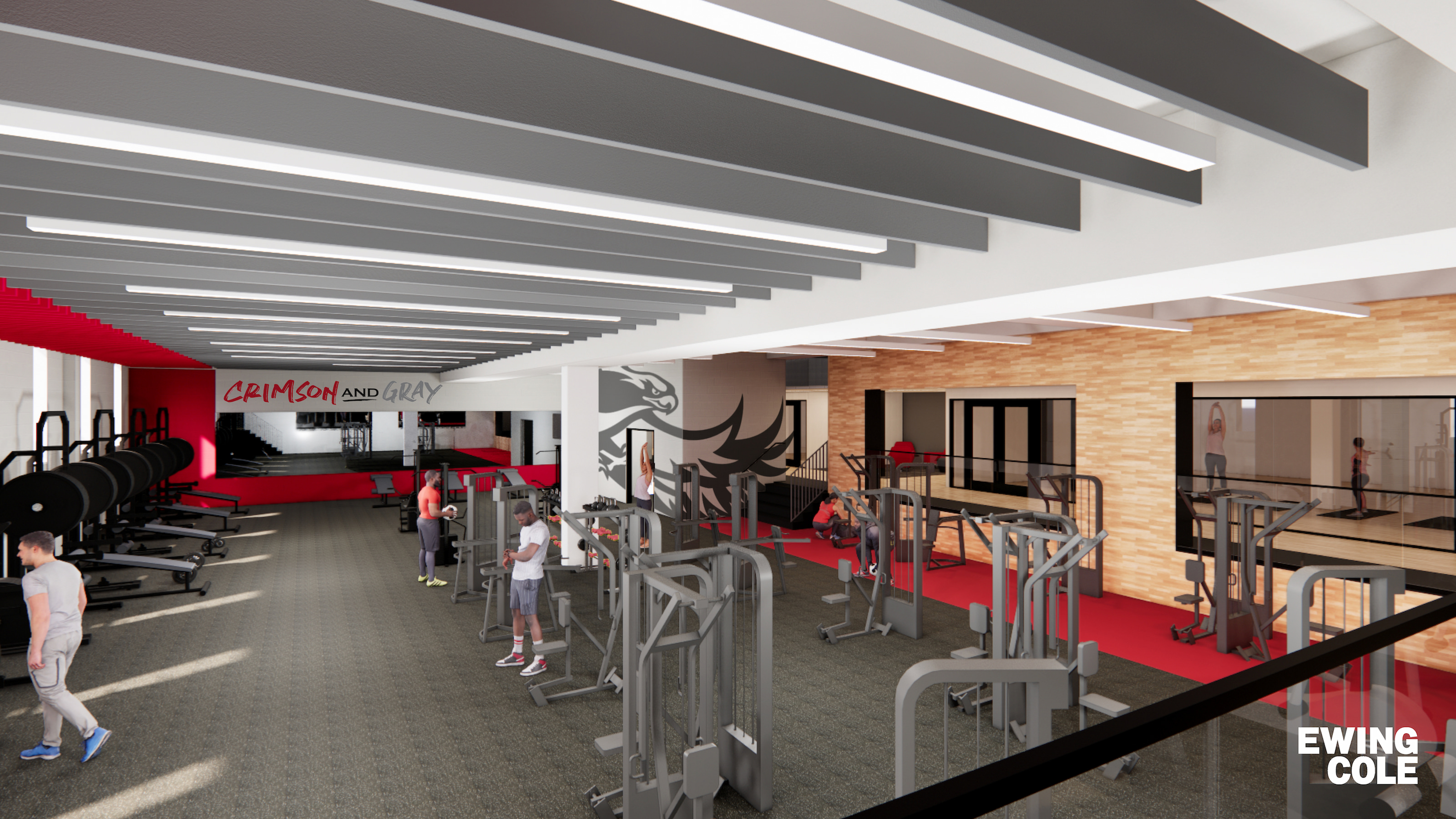 Improvements to the fitness center will allow for more natural light in this enhanced, open-concept floor plan. Group exercise classes will be housed in two new, large flex spaces equipped with mirrors, body-weight training equipment and other class-specific equipment