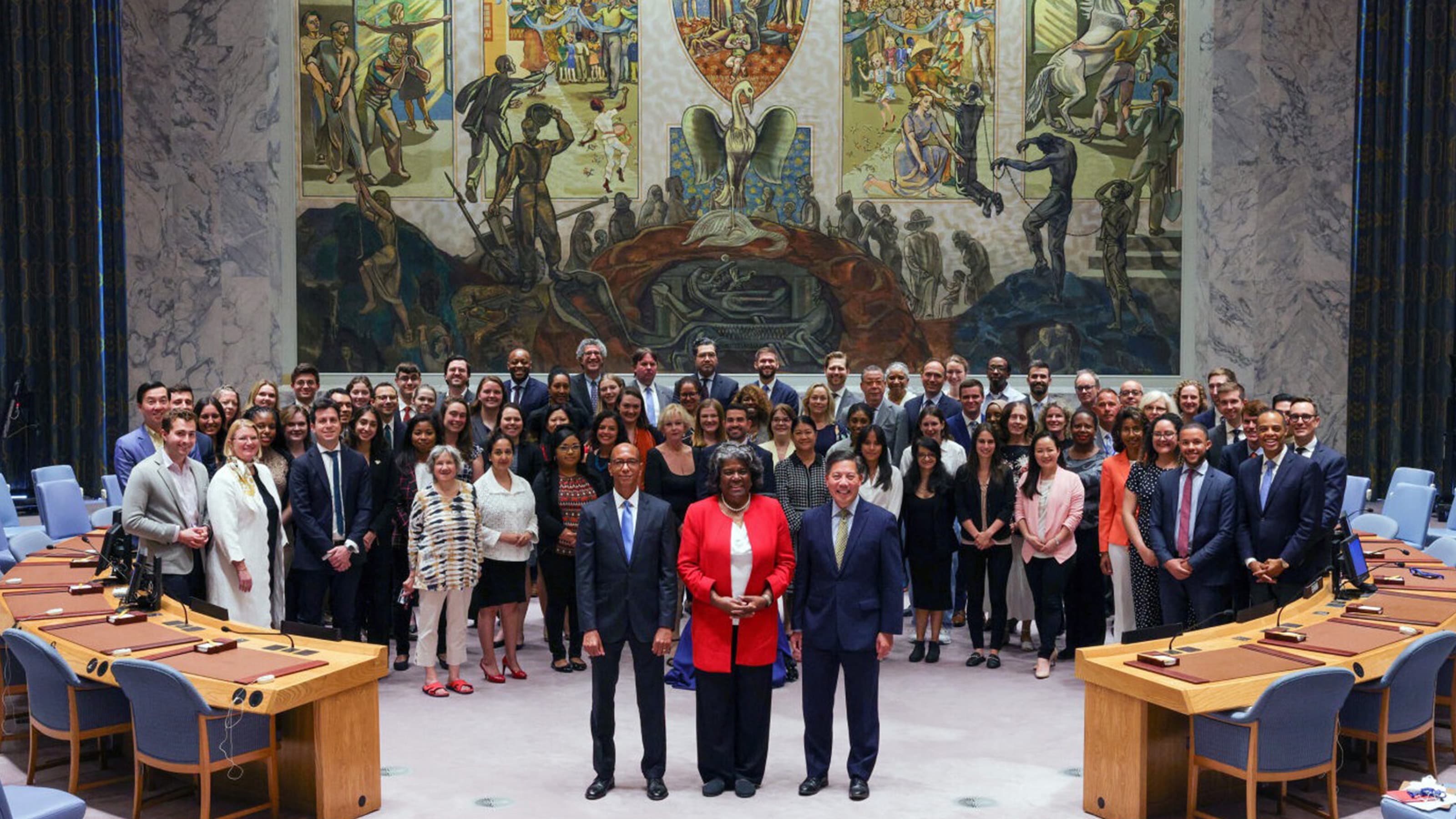 A group of interns posed together at the UN