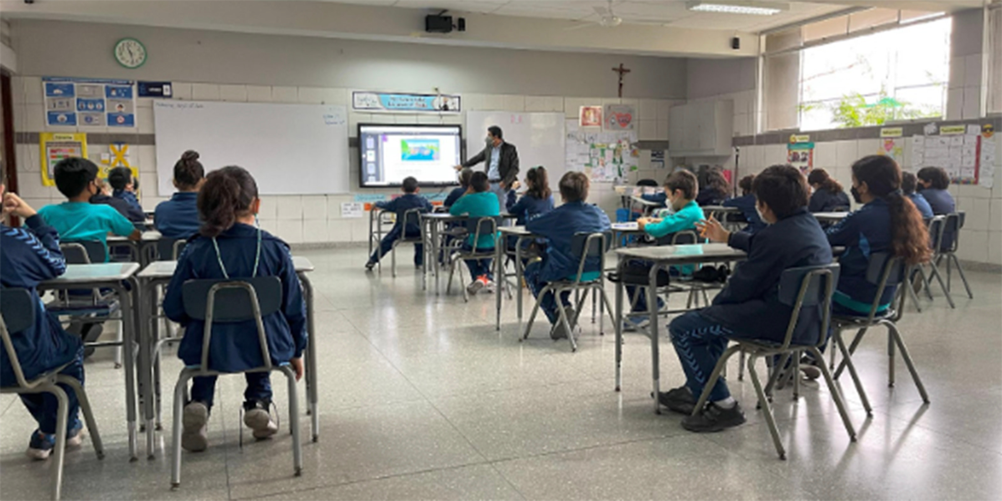 Group of students in classroom of private school