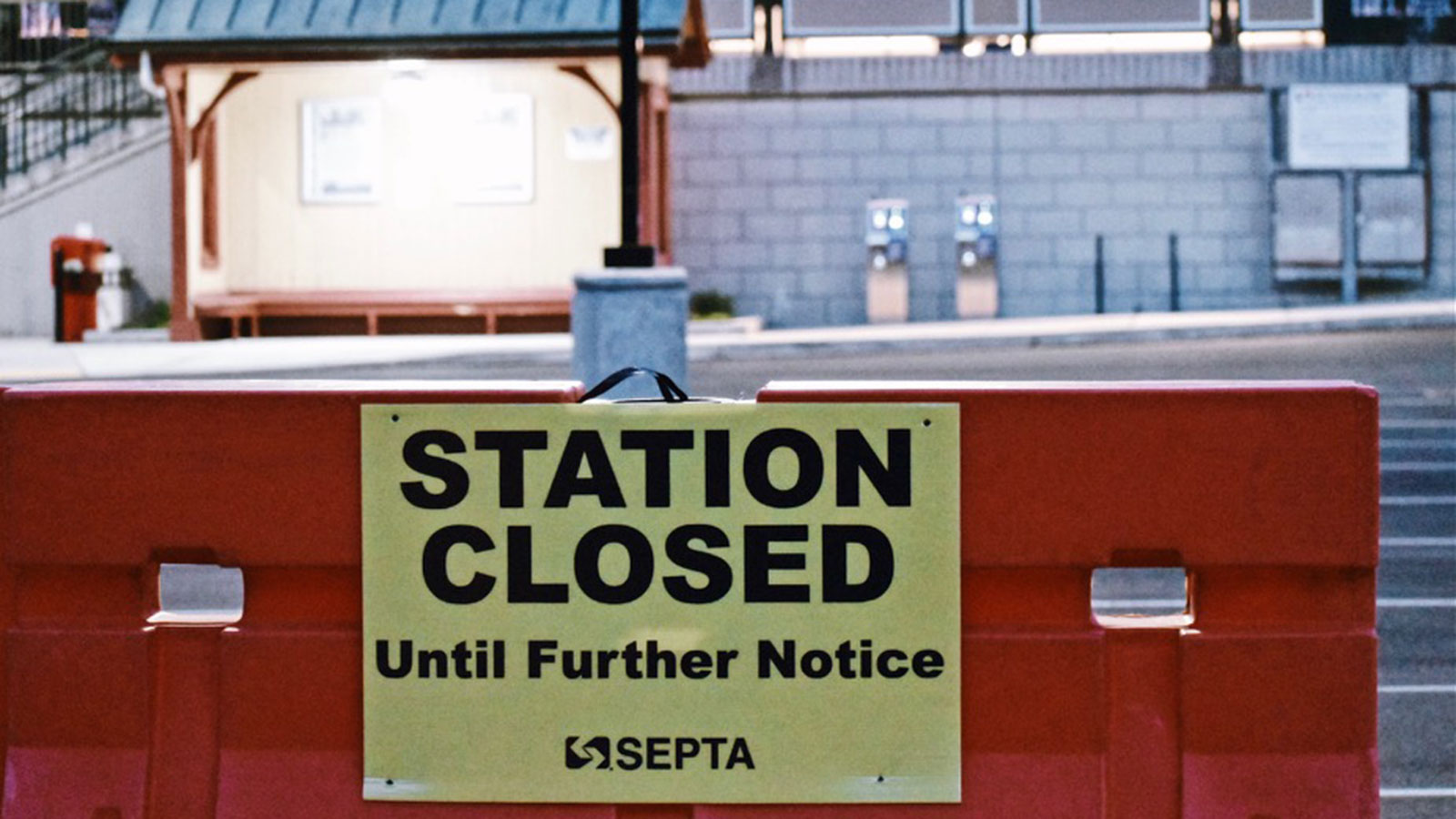 septa station closed sign at a bus stop
