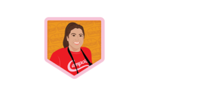 Illustration of a woman with an apron that says Campos on it