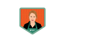 Illustration of a woman with an apron that says DiCosmos Italian Ice on it