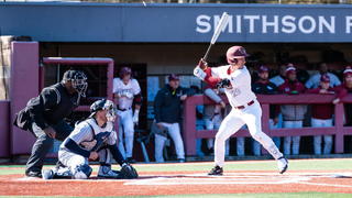 Ryan Weingartner, Saint Joseph's baseball player, batting on the field