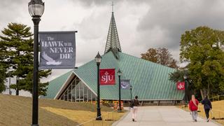 The view of Cardinal John Foley Center from Post Crossing.