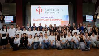 Group image of Saint Joseph's representatives and Chinese students orientation