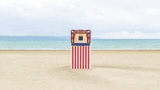 Punch and Judy theater on a beach