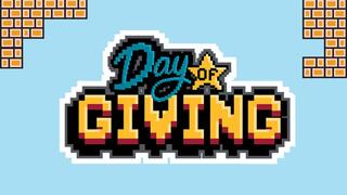 Day of Giving retro video game graphic