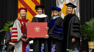 Muffet McGraw accepting honorary degree