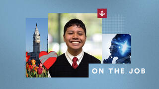 Bryan Balmores-Jumarang, BA ’27, headshot on a blue background