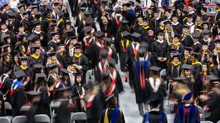 Crowd of graduates in regalia