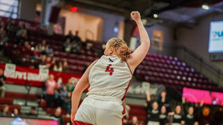 Freshman Laura Ziegler, women's basketball player at SJU during a game