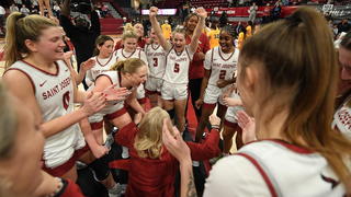 Saint Joseph's women's basketball team cheering after championship win