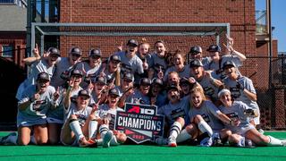 Saint Joseph's field hockey team in group photo for championship win