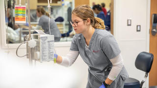 Female Saint Joseph's University nursing student in clinical center