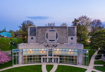 Saint Joseph's University chapel during sunrise