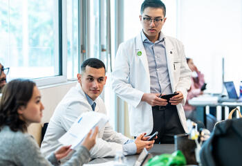 Saint Joseph’s pharmacy students talking amongst themselves