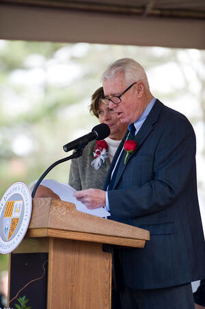 Post and his wife at the John and Maryanne Hennings Post Learning Commons groundbreaking in 2010.