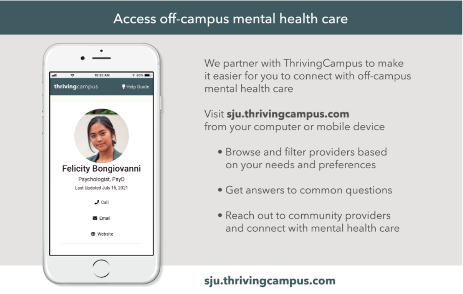 Access off campus mental health care with Thriving Campus