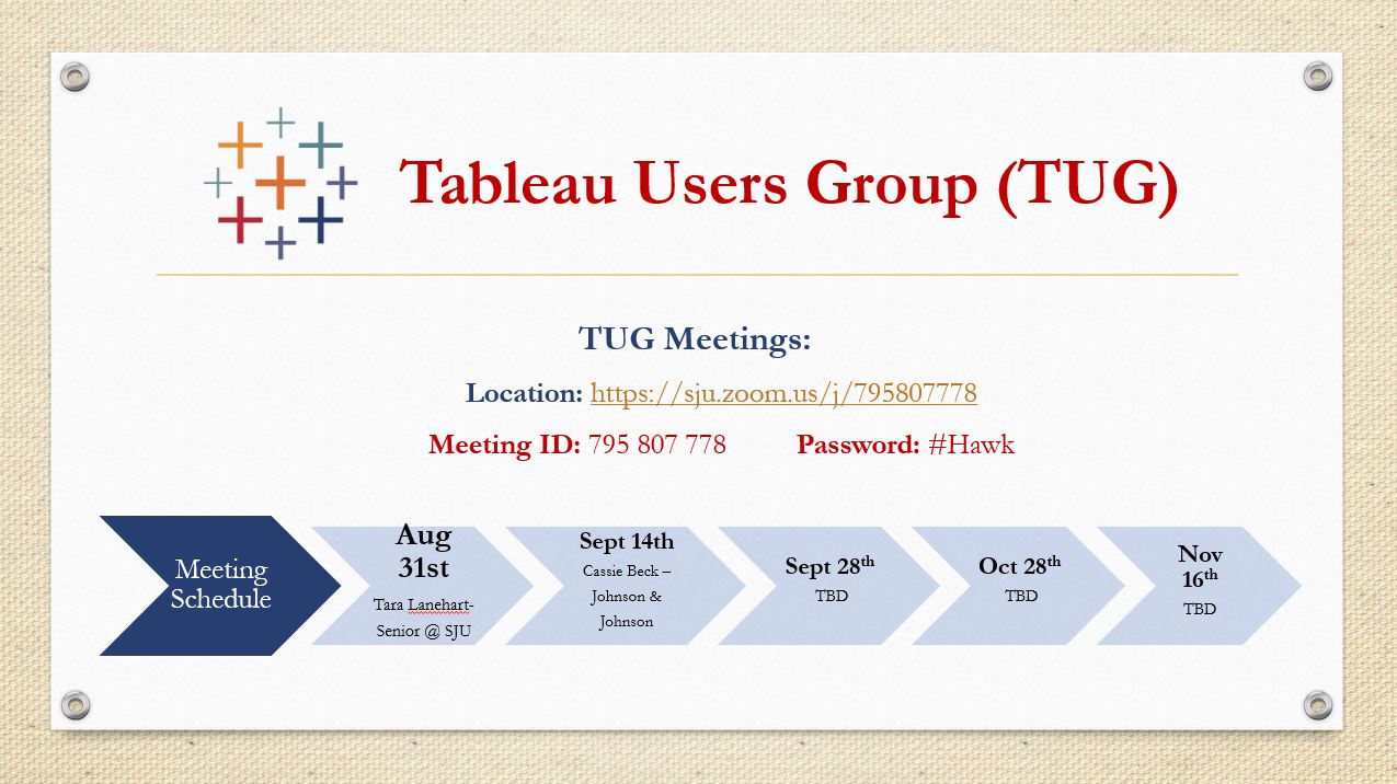 Tableau Users Group schedule