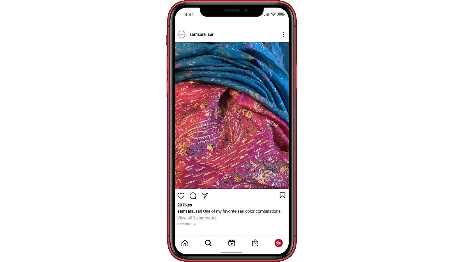 iphone XR with an instagram post on the screen