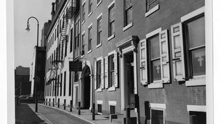 Front entrance of Old Saint Joseph's Church, Willing's Alley 1975