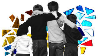 group of children with their arms over each other