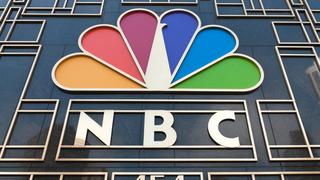 NBC logo on its headquarters building in Chicago.