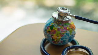 stethoscope on a globe