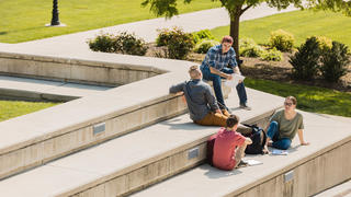 students studying outside