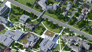 Virtual rendering of Saint Joseph's University's campus in Philadelphia.