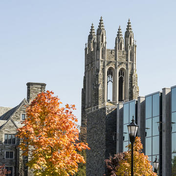 Barbelin Tower at Saint Joseph's University in the fall