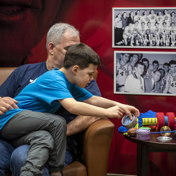 Tim McGrath Junior and Senior visited the Autism Break Room when it debuted in Hagan Arena.