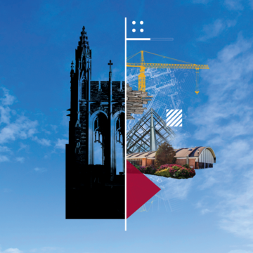 A graphic of barbelin with construction elements making up the right half